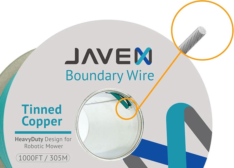 JAVEX Robotic Mower Boundary Wire Cable- Tinned Copper, Heavy Duty Universal for Gardena, Husqvarvna, Worx & Other Lawn Auto-Mower Brands Installation Kit [3.4mm, 24strand x 0.25mm] Green, 305M/1000FT - Image 5